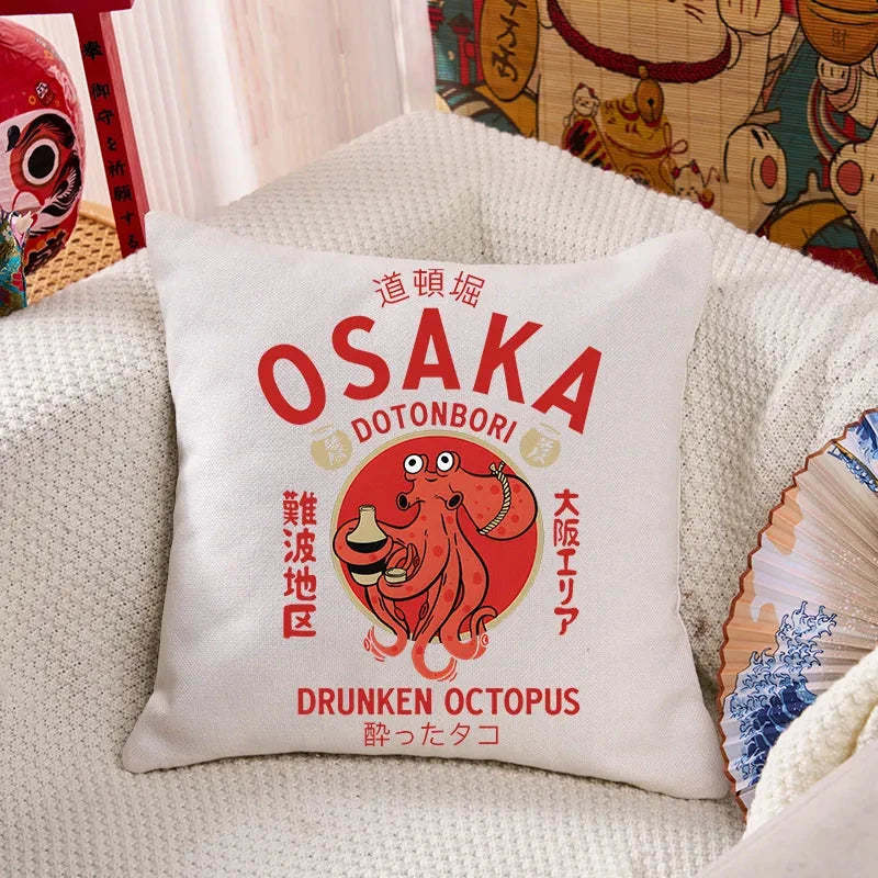 Drunken Octopus Japan Cushion Pillow