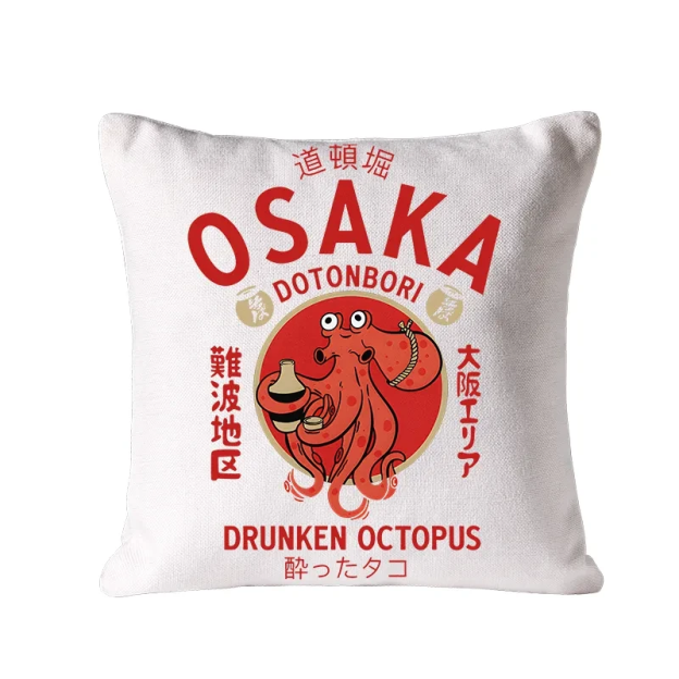 Drunken Octopus Japan Cushion Pillow