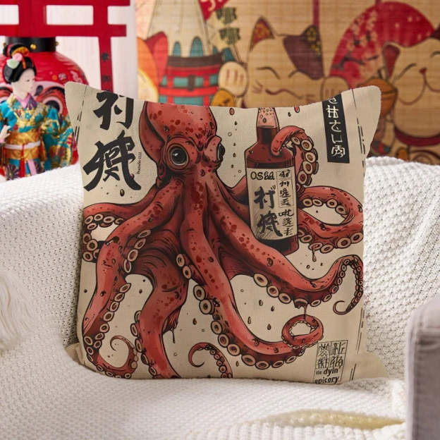 Osaka Saké Octopus Cushion Pillow