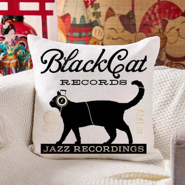 Black Cat Japan Cushion Pillow
