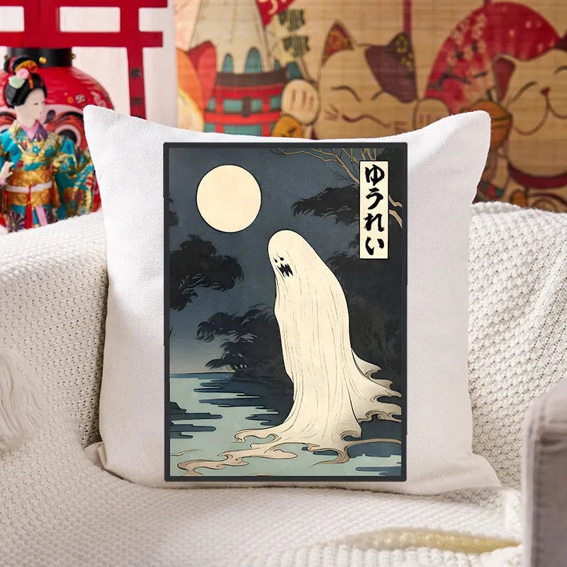 Creepy Japanese Ghost Cushion Pillow