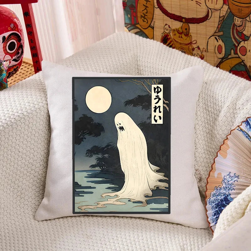 Creepy Japanese Ghost Cushion Pillow