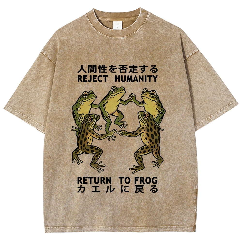 Back To Frog Funny Washed T-Shirt