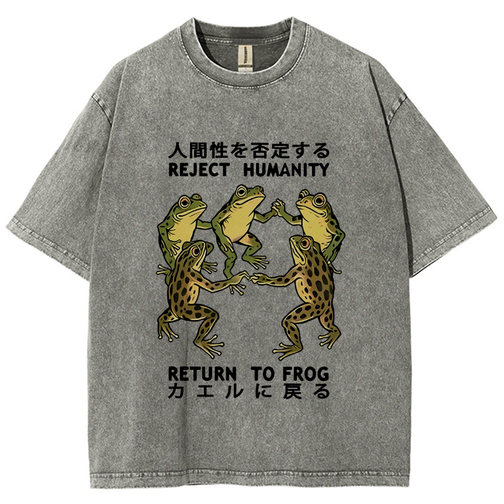 Back To Frog Funny Washed T-Shirt