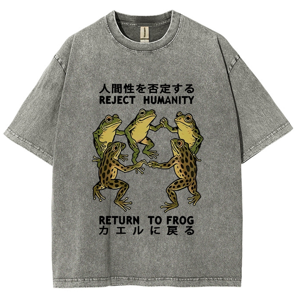 Back To Frog Funny Washed T-Shirt