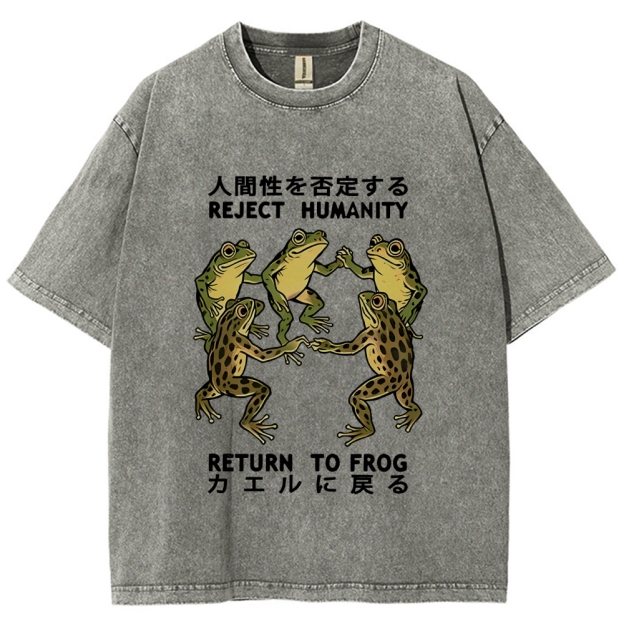 Back To Frog Funny Washed T-Shirt