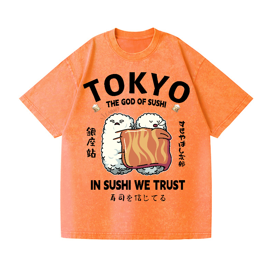 Sushi Vintage Wash Japanese Design T-Shirt