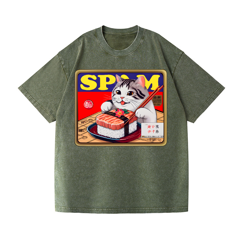 Sushi Cat Vintage Wash Japanese Design T-Shirt