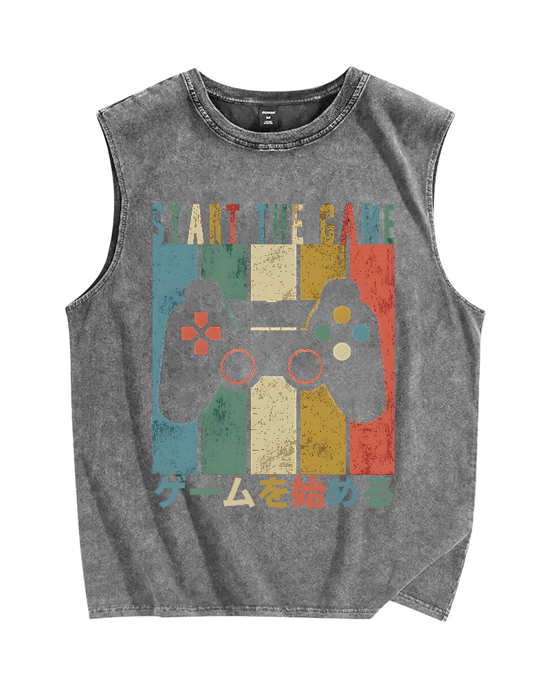START THE GAME Vintage Distressed Washed Tank Top