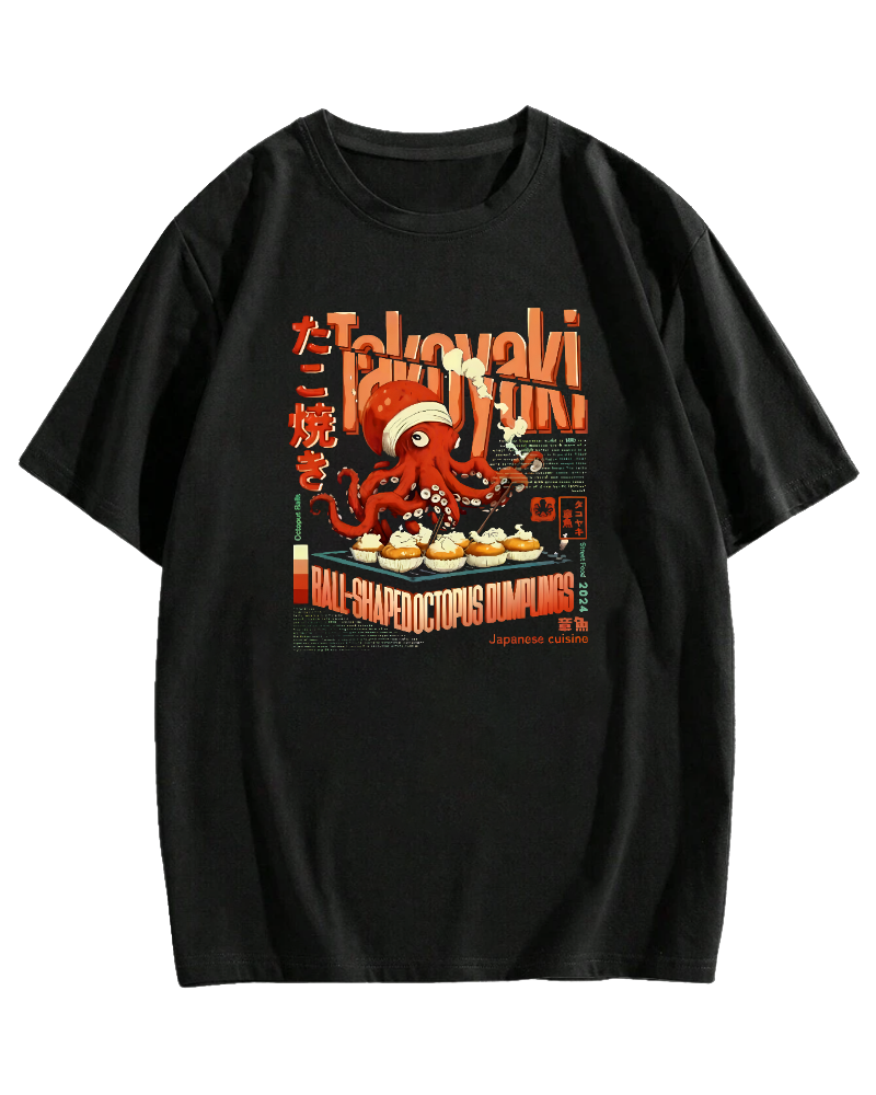 Amare Box Octopus BBQ Japanese style Cotton casual T-shirt