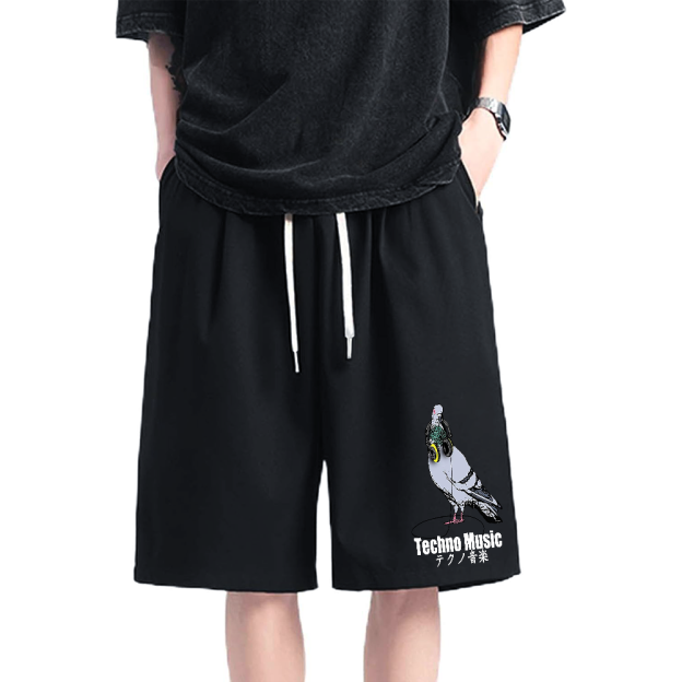 Techno Music Cotton Casual Shorts