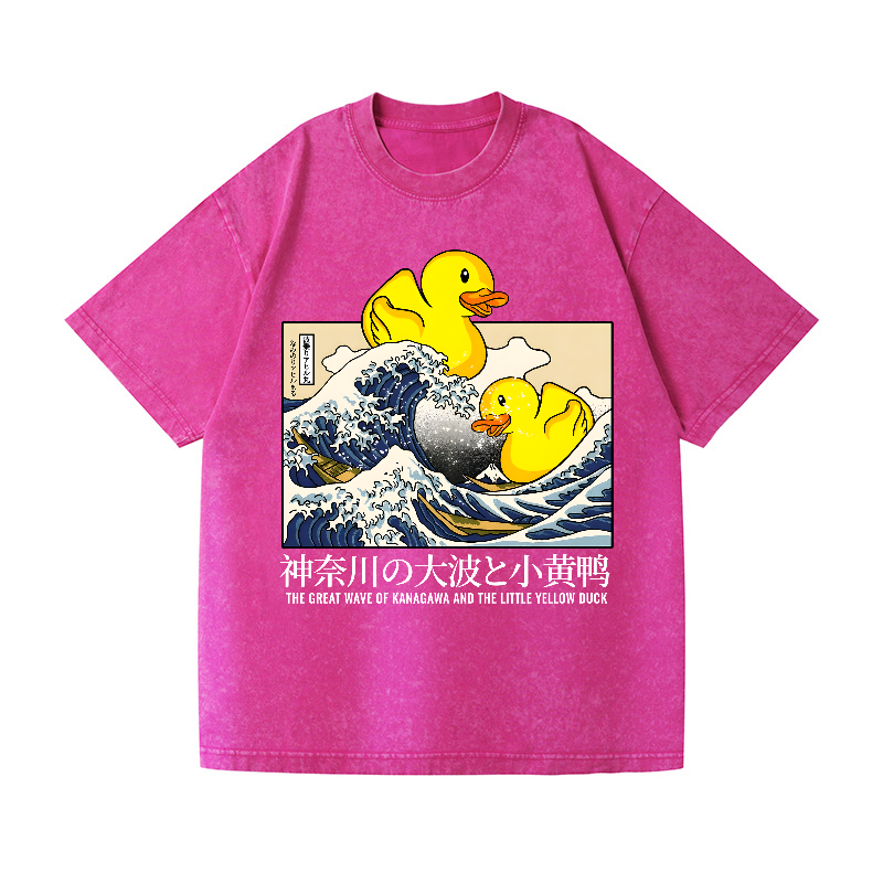 Great Wave Kanagawa Duck Vintage Wash Japanese Design T-Shirt