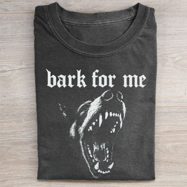 Unisex Bark For Me Printed Washed Tee