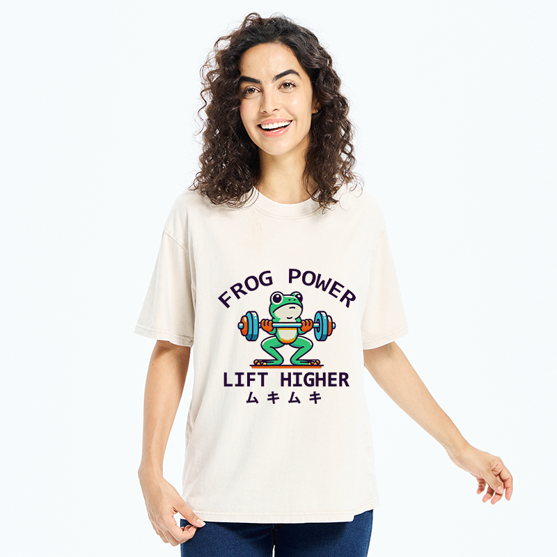 Muscular Weightlifting Frog Washed T-Shirt