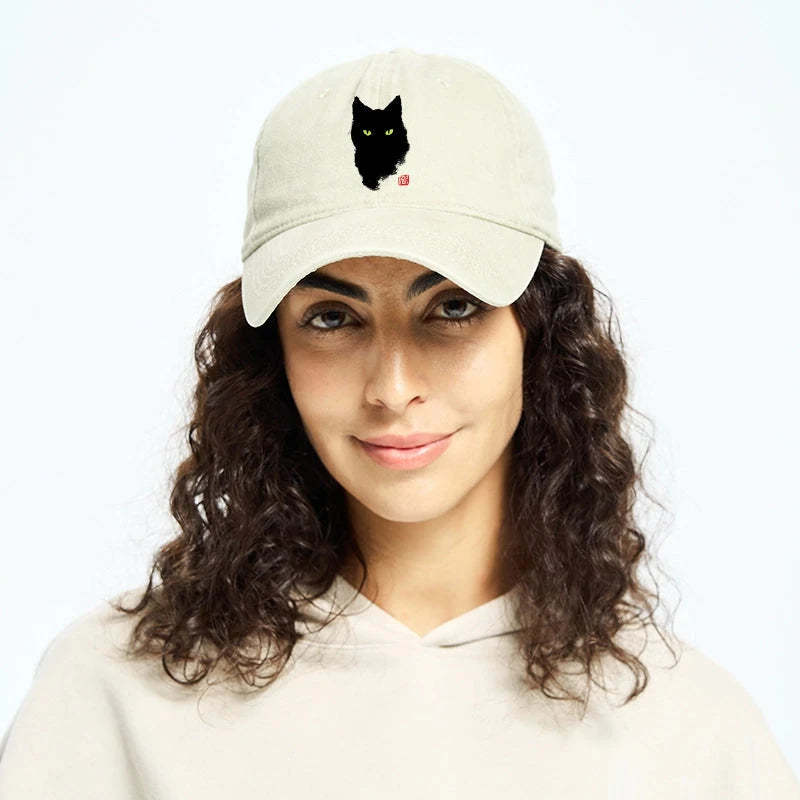Cat Sharp Gaze Washed Cap