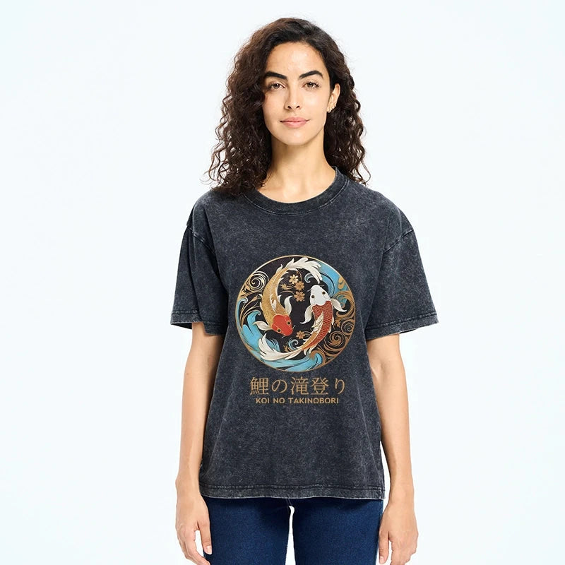 Two Koi Carps Washed T-Shirt