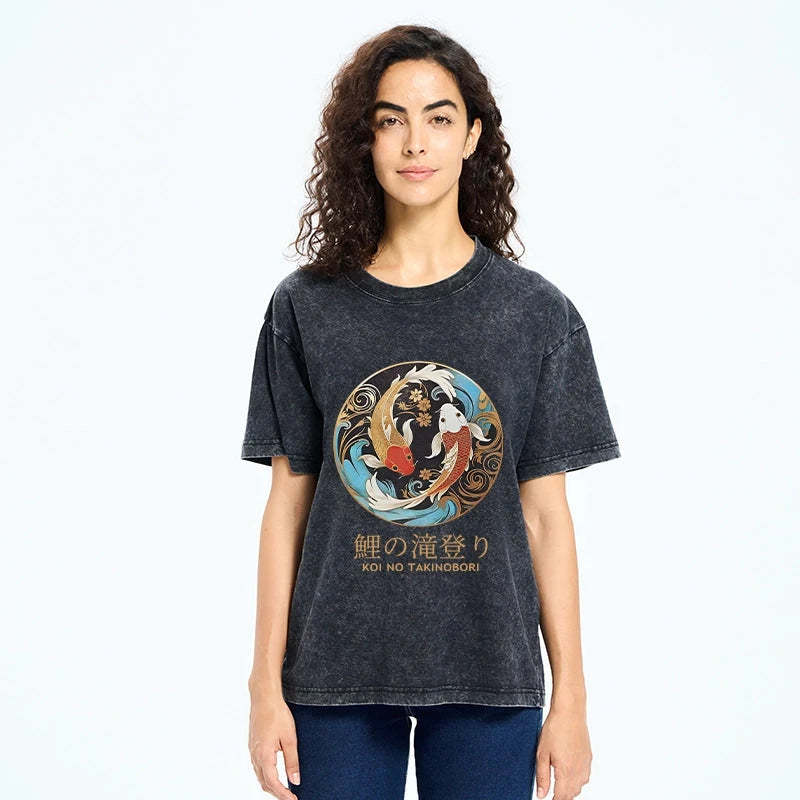 Two Koi Carps Washed T-Shirt