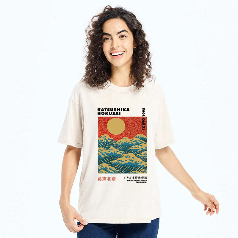 Katsushika Hokusai Washed T-Shirt