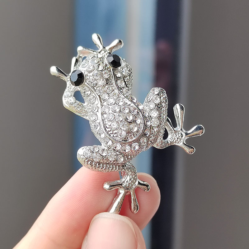 Stylish & Versatile Diamond Frog Pin