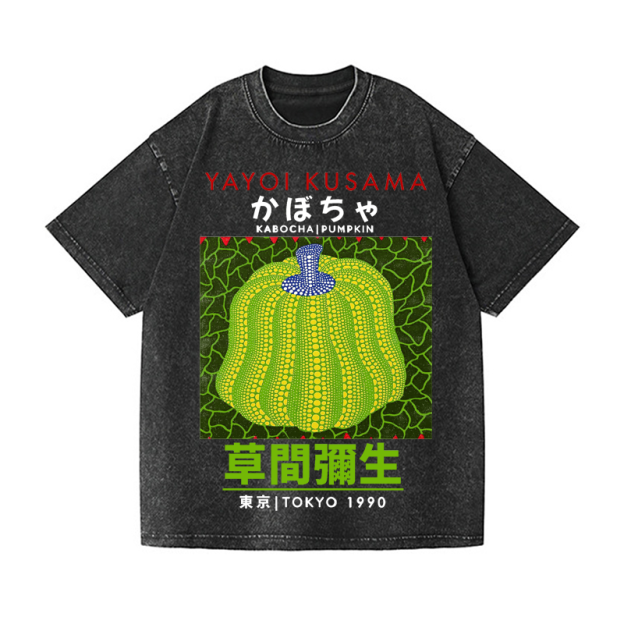 Yayoi Kusama's Pumpkin Vintage Wash Japanese Design T-Shirt
