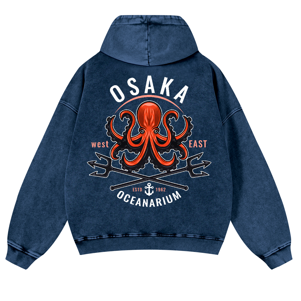 Osaka Octopus Vintage Washed Cotton Back Art Hoodie
