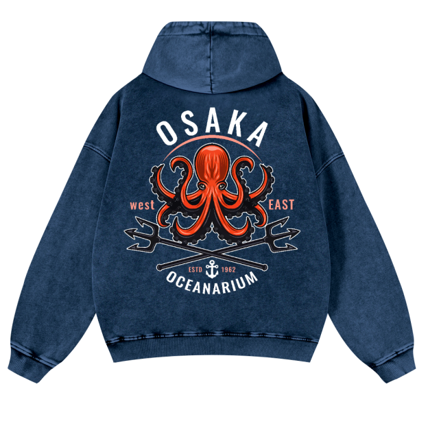 Osaka Octopus Vintage Washed Cotton Back Art Hoodie