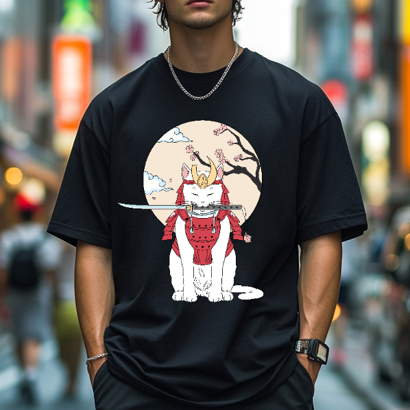 Samurai Cat Japanese Style Classic Tee