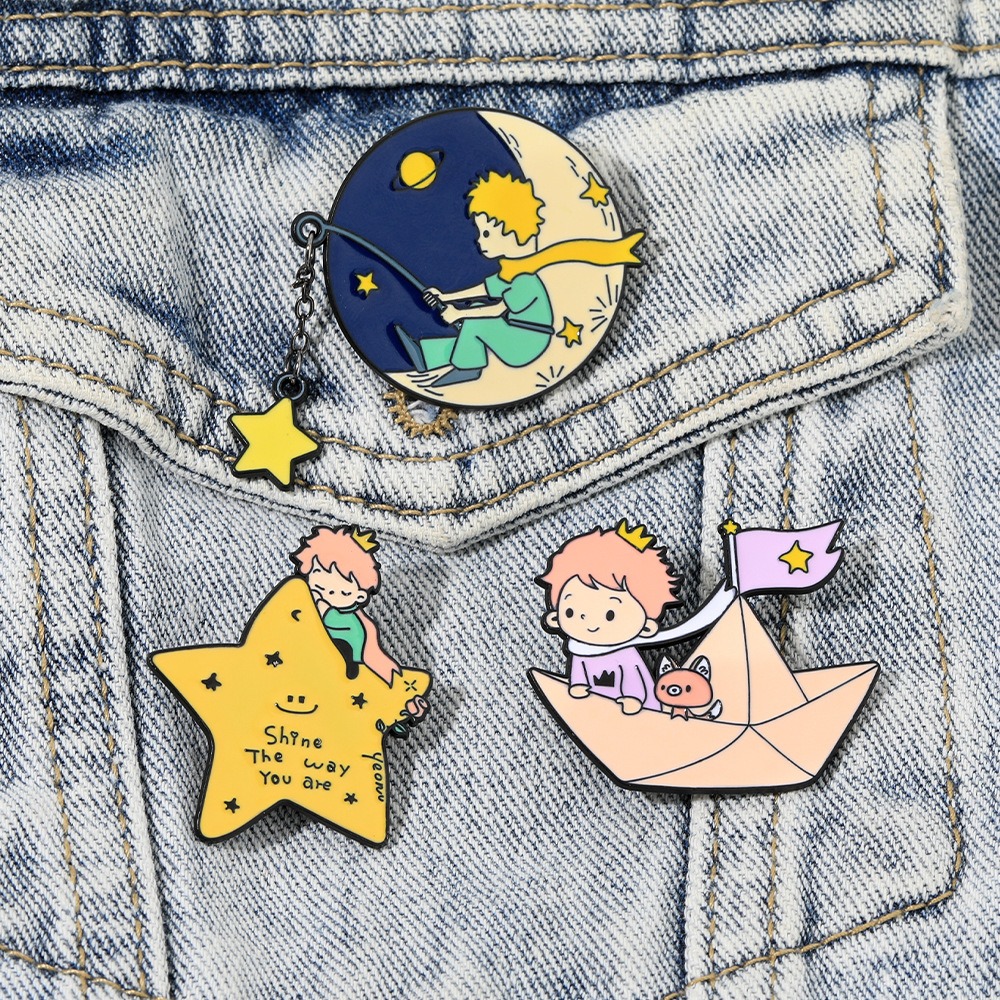 The Little Prince Rose Decorated Cosmic Fairy Tale Metal Pins