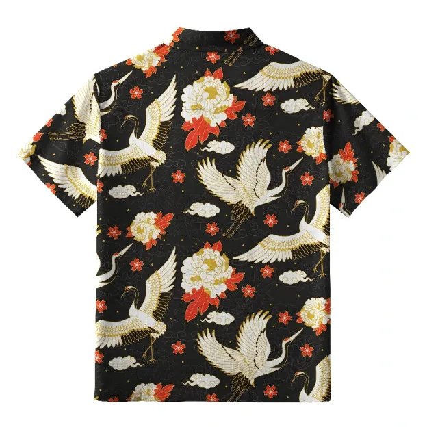  Celestial Cranes And Blossoms Aloha Hawaiian Shirt