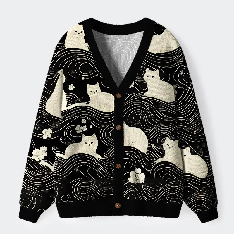 Fishneo Mysterious Cat Ugly Cardigan Sweater