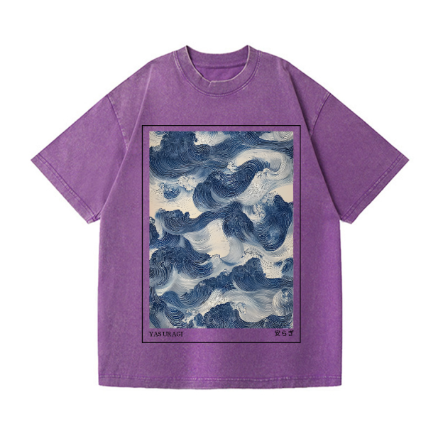Yasuragi Wave Vintage Wash Japanese Design T-Shirt