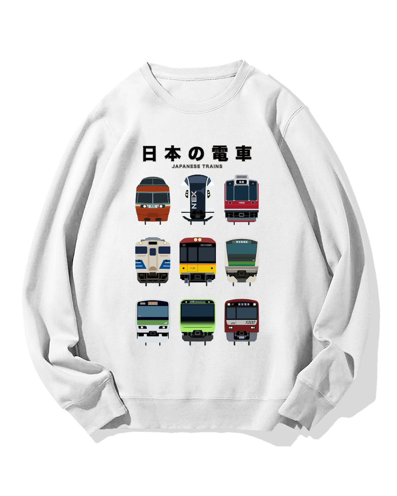 Japanese Trains Cotton Sweatshirt