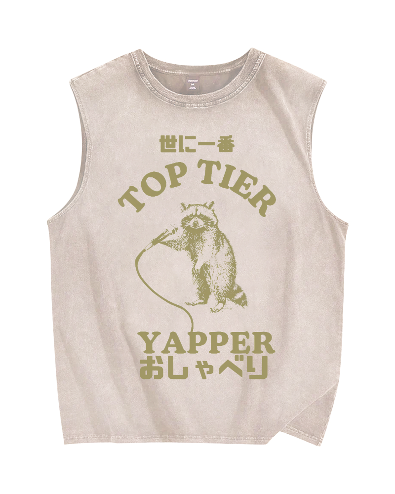 Top tier yapper Vintage Distressed Washed Tank Top