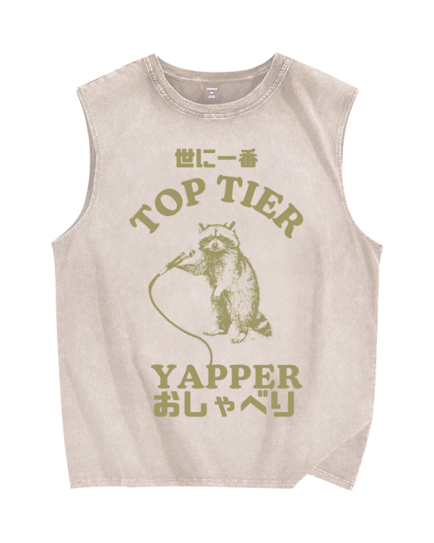 Top tier yapper Vintage Distressed Washed Tank Top