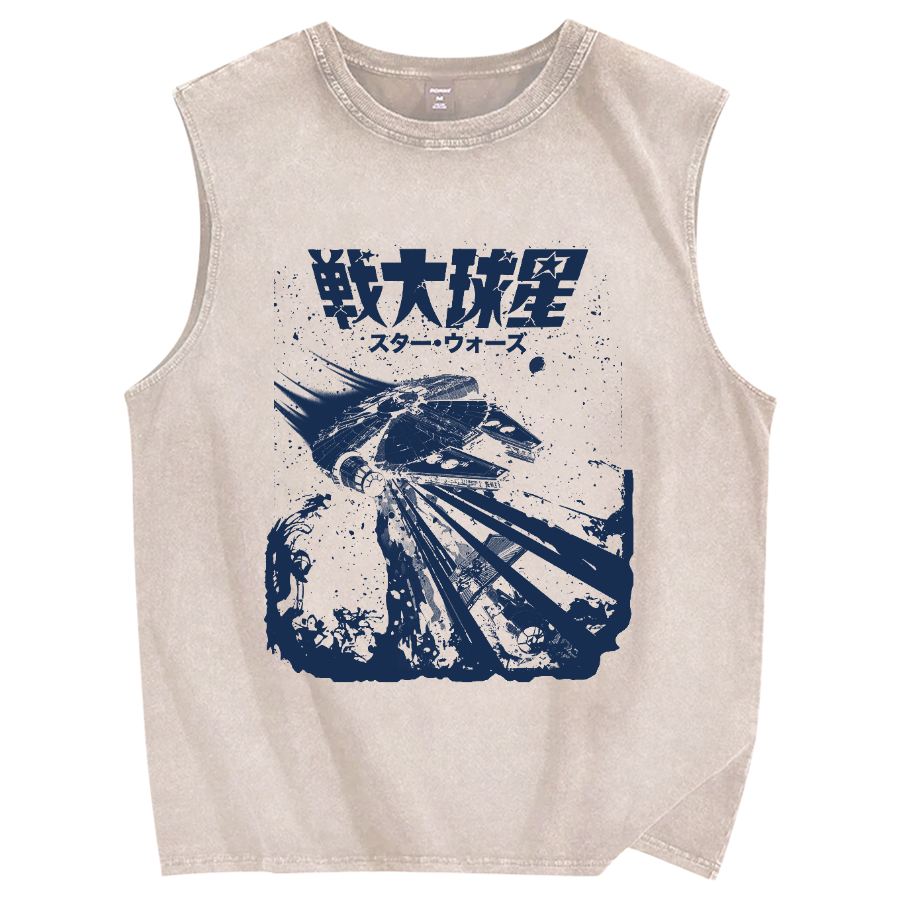 Falcon Space Battleship Vintage Distressed Washed Tank Top