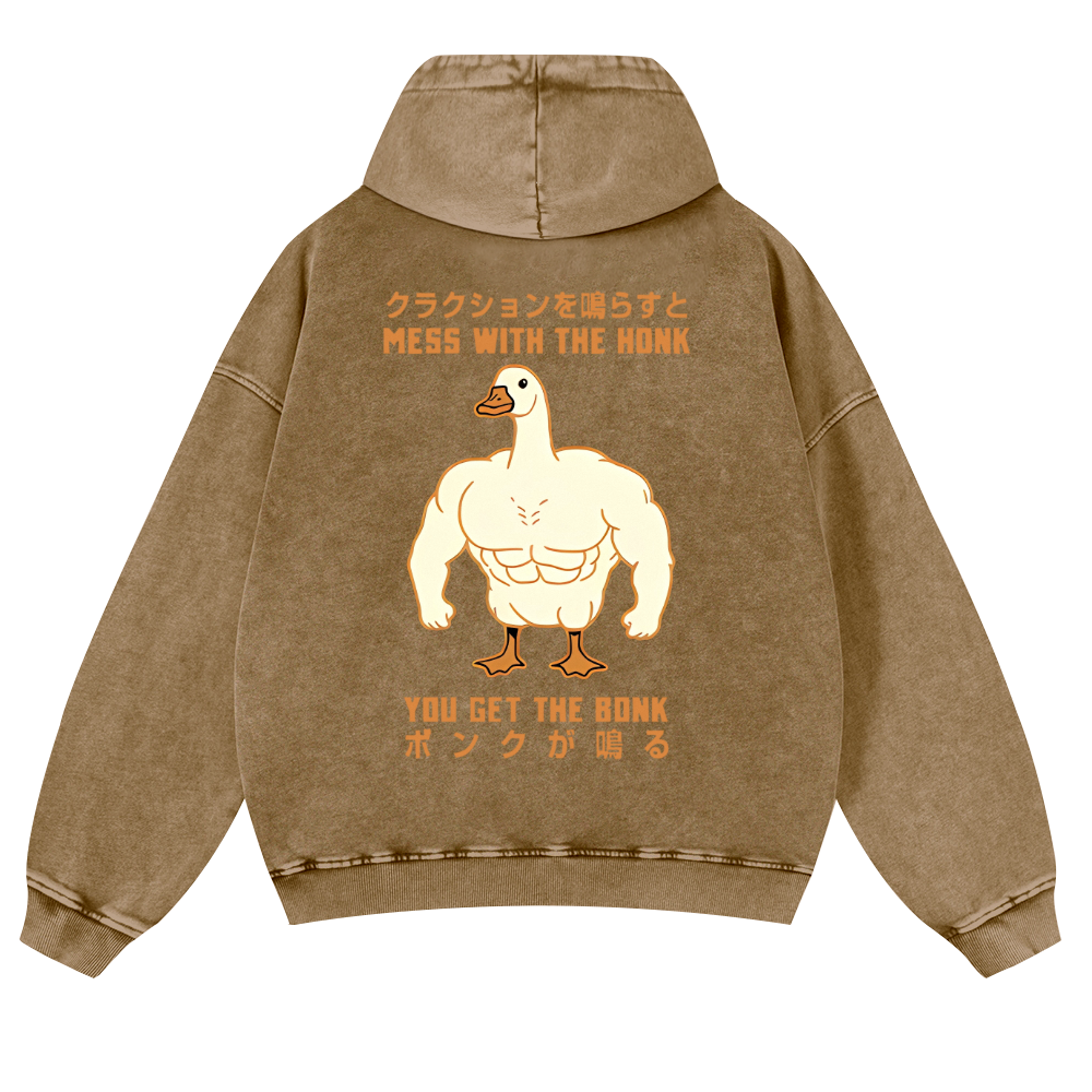 Duck Goose Vintage Washed Cotton Back Art Hoodie