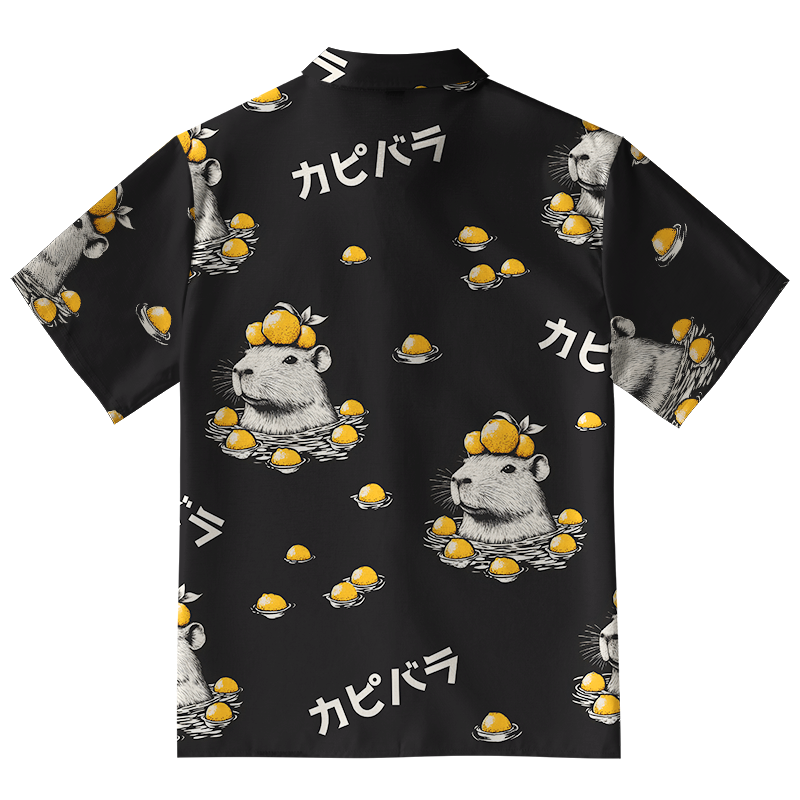  Cute Capybara And Lemon Button-up Shirt