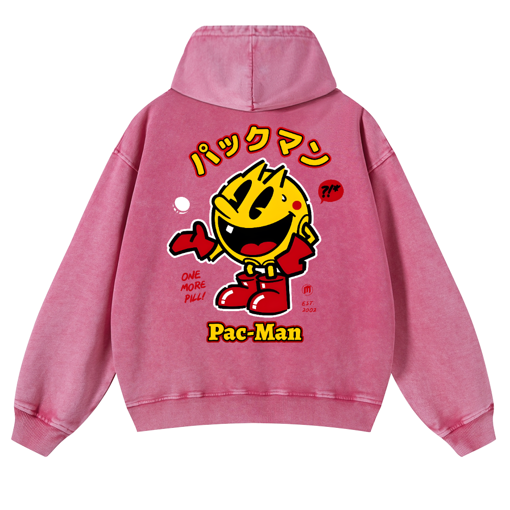 Pacman Vintage Washed Cotton Back Art Hoodie