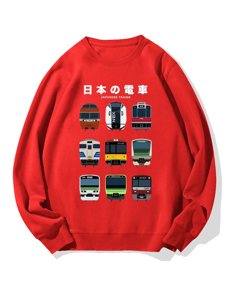 Japanese Trains Cotton Sweatshirt