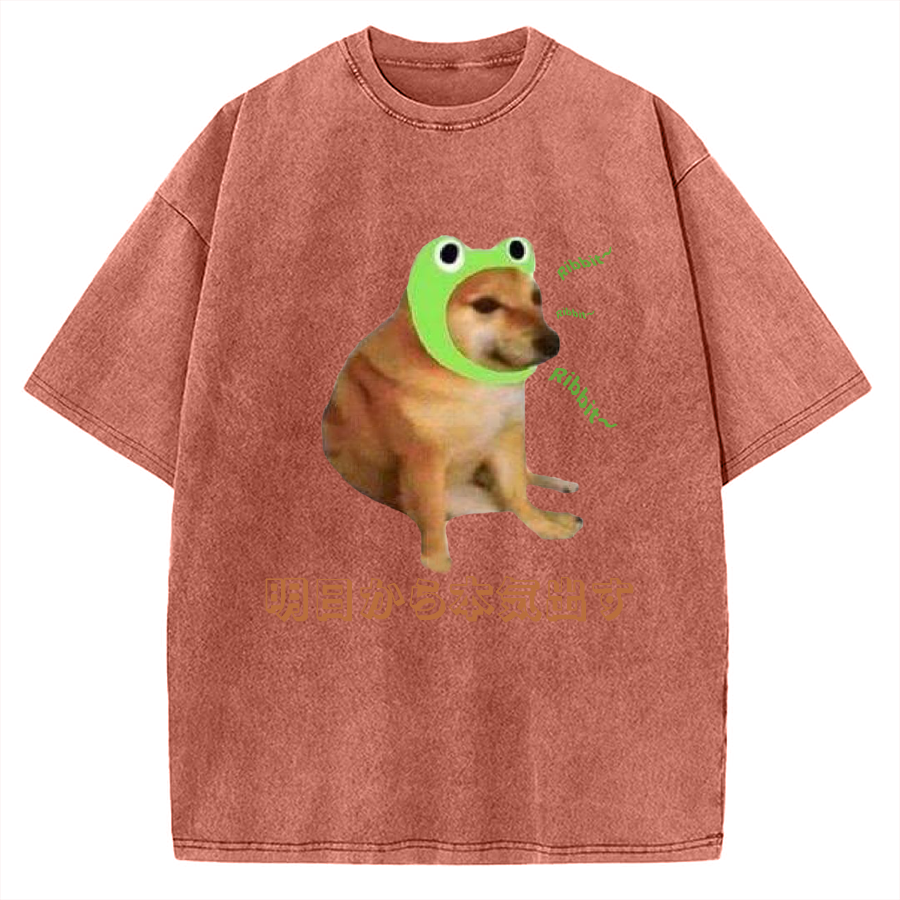 I'll get serious from tomorrow Froggy Cheems Funny Memes Vintage Washed T-shirt
