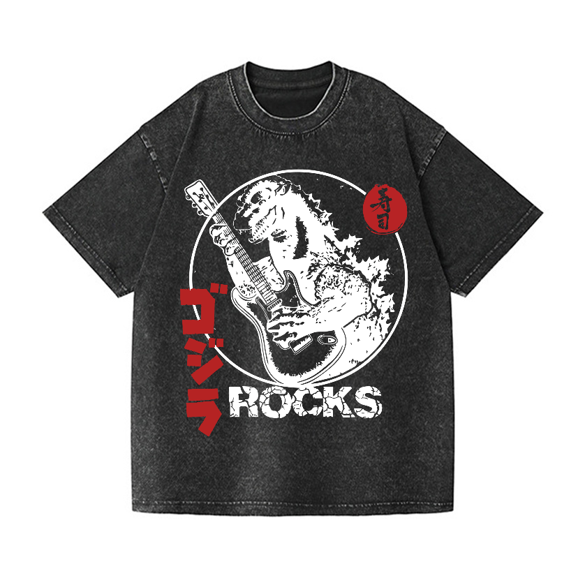 Rock Godzilla Vintage Wash Japanese Design T-Shirt