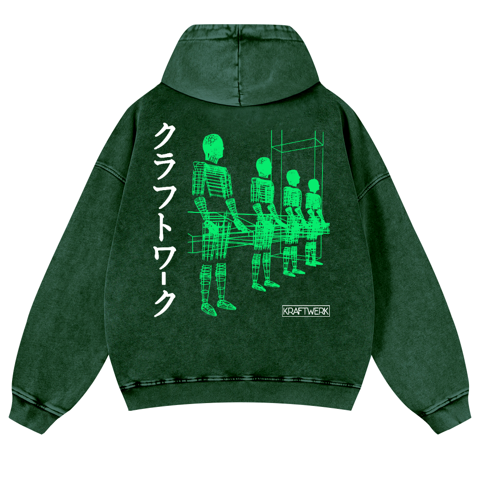 Kraftwerk Band Vintage Washed Cotton Back Art Hoodie