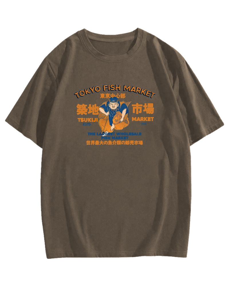 Tokyo Tsukiji Market Cotton casual T-shirt