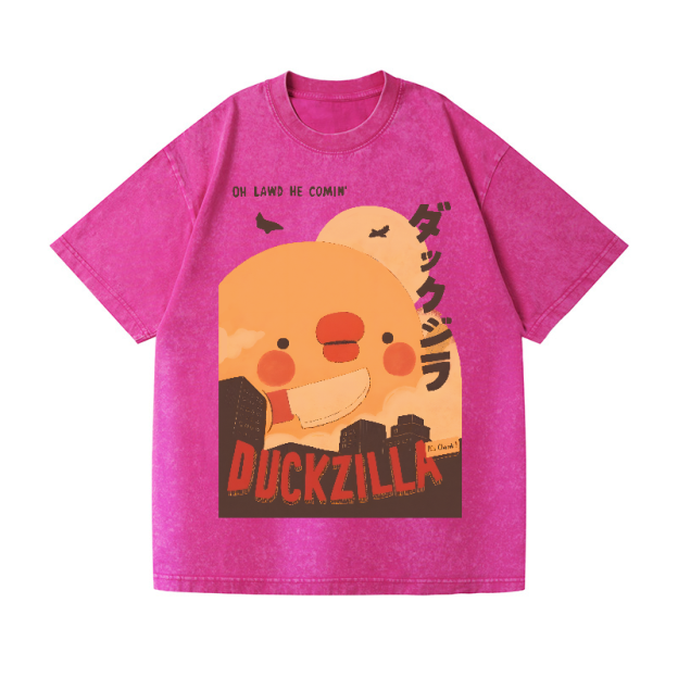 Duck Godzilla Vintage Wash Japanese Design T-Shirt