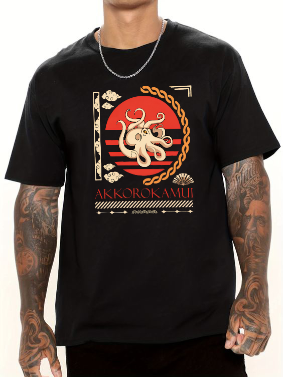 Japanese Octopus Cotton casual T-shirt