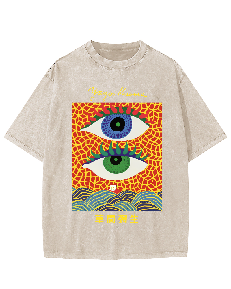 Yayoi Kusama's Abstract Eye Art Vintage Washed T-shirt