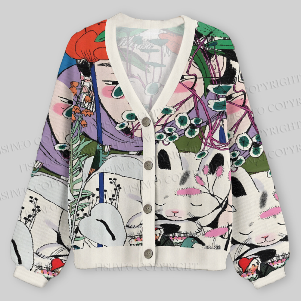 Ugly Vintage Graffiti Cardigan Sweater