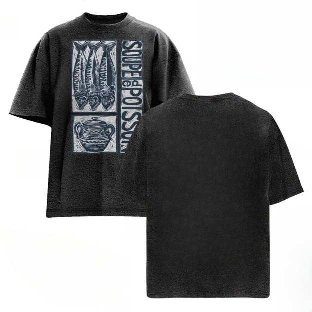 Unisex Sardines Print Washed Tee