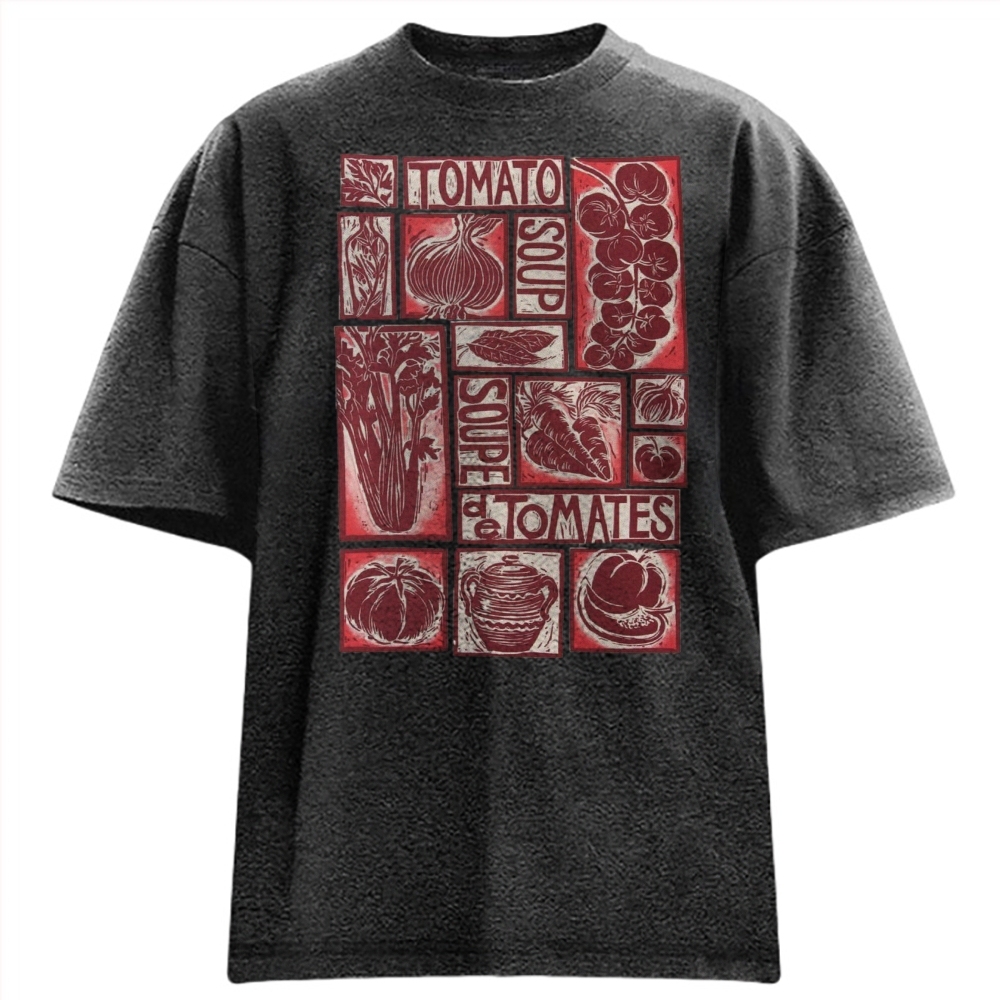 Unisex Tomato Soup Prints Washed Tee
