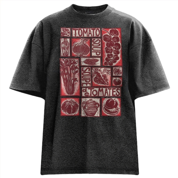 Unisex Tomato Soup Prints Washed Tee